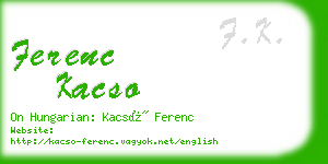 ferenc kacso business card